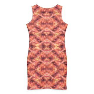 Peach Static Glow Reflection Cotton bodycon dress
