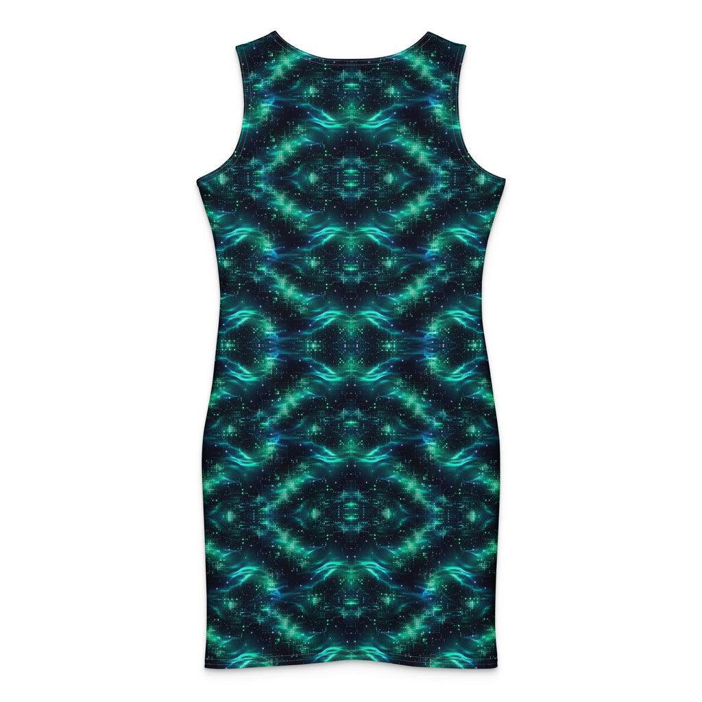 Mint Pixel Wave Reflect Cotton bodycon dress