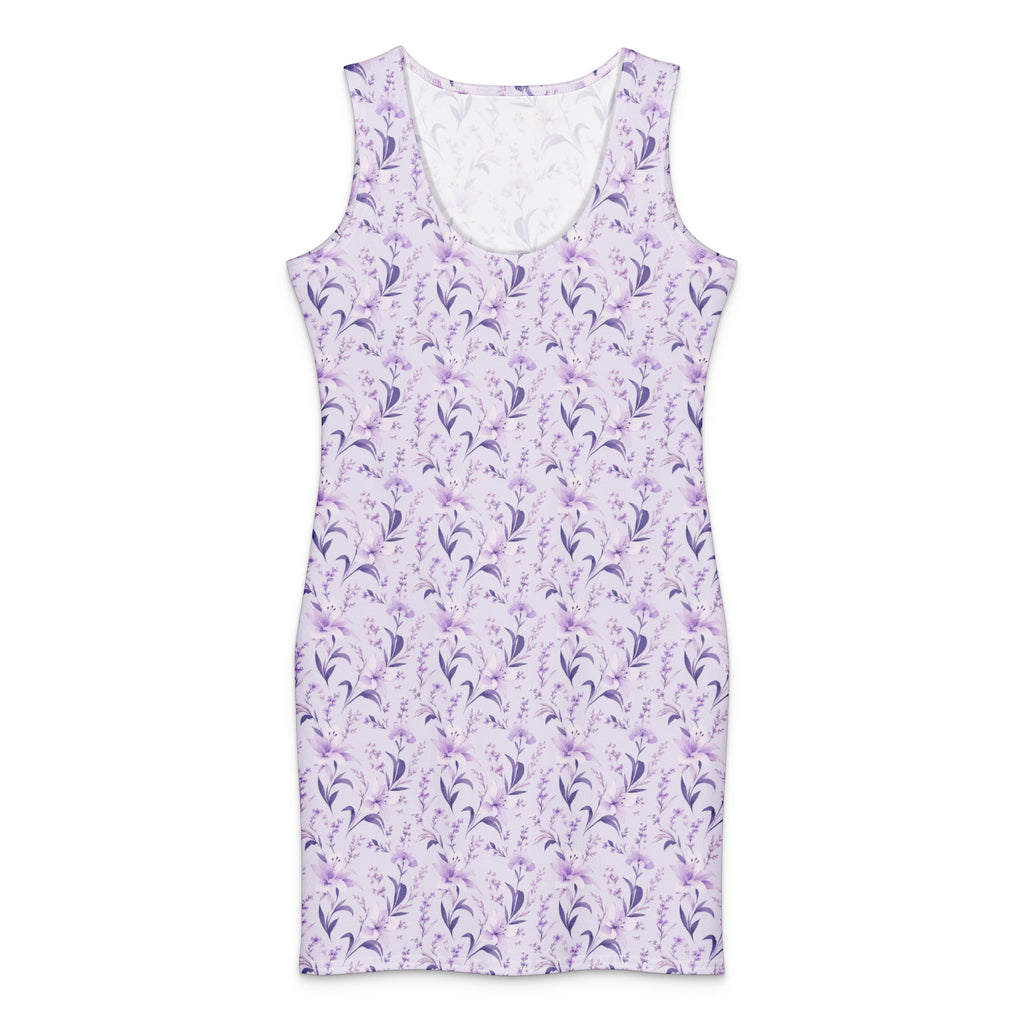 Lilac Bouquet Cotton bodycon dress XL