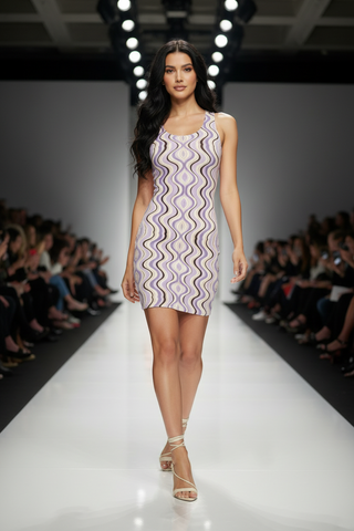 Lavender and Mocha Cotton bodycon dress
