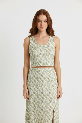 Sage Bloom Cotton crop top