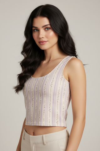 Lilac Ribbon Cotton crop top