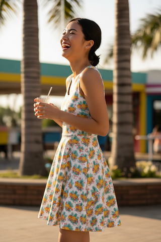 Tropical Pony Pop Cotton skater dress