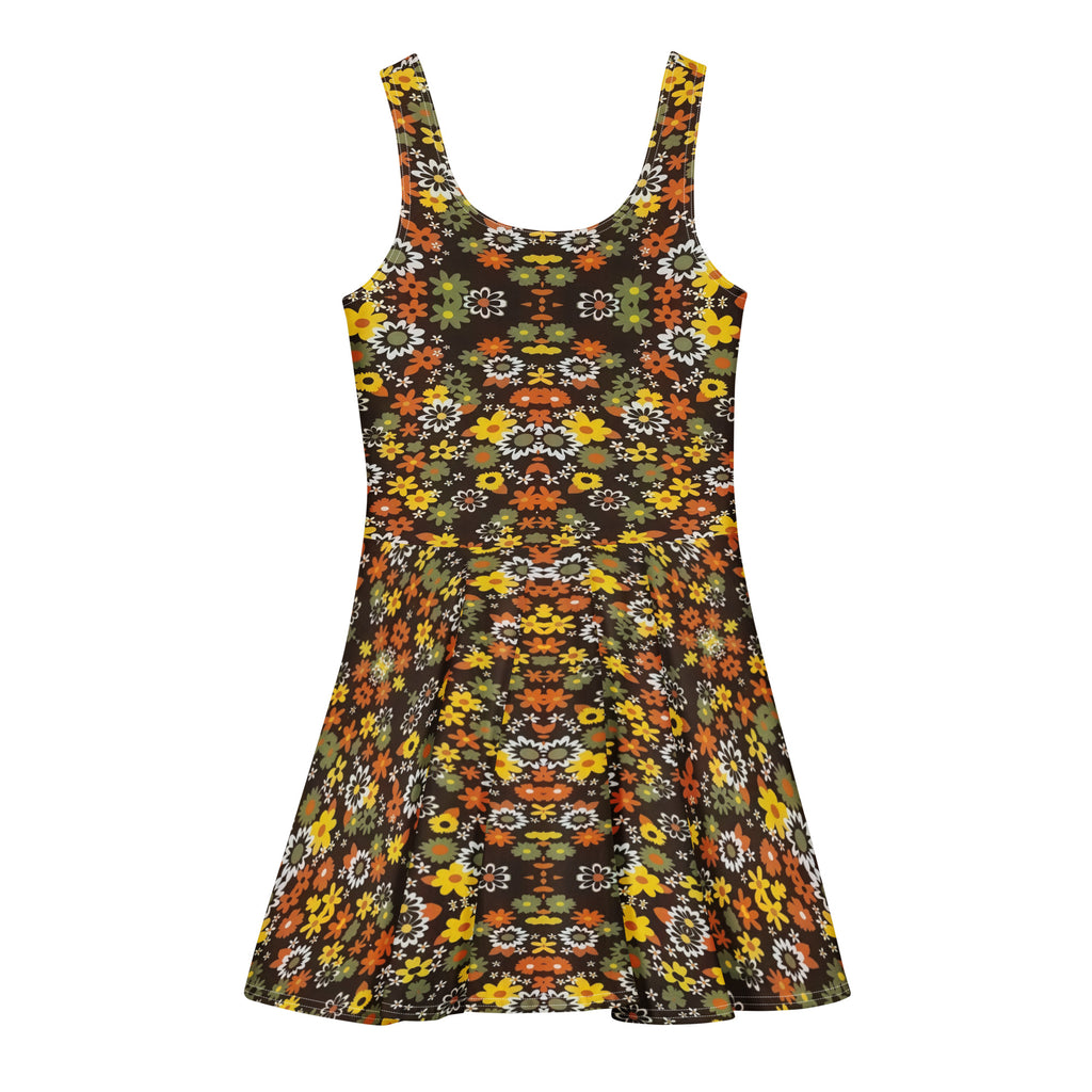 Brown 🟤 flowery 💮fun Cotton skater dress