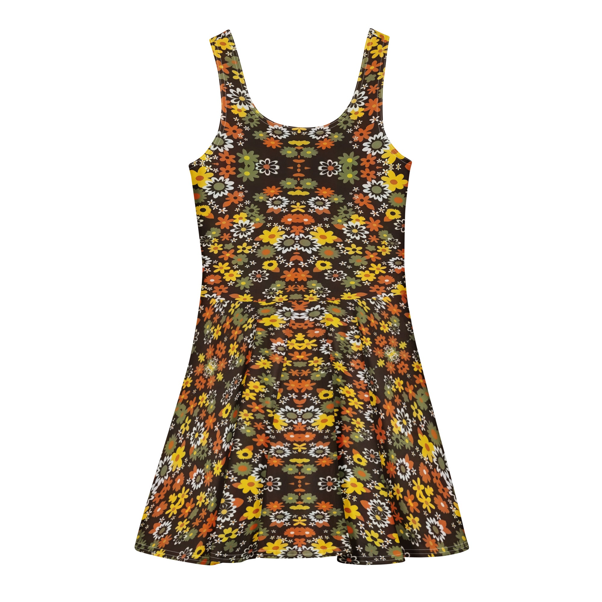 Brown 🟤 flowery 💮fun Cotton skater dress