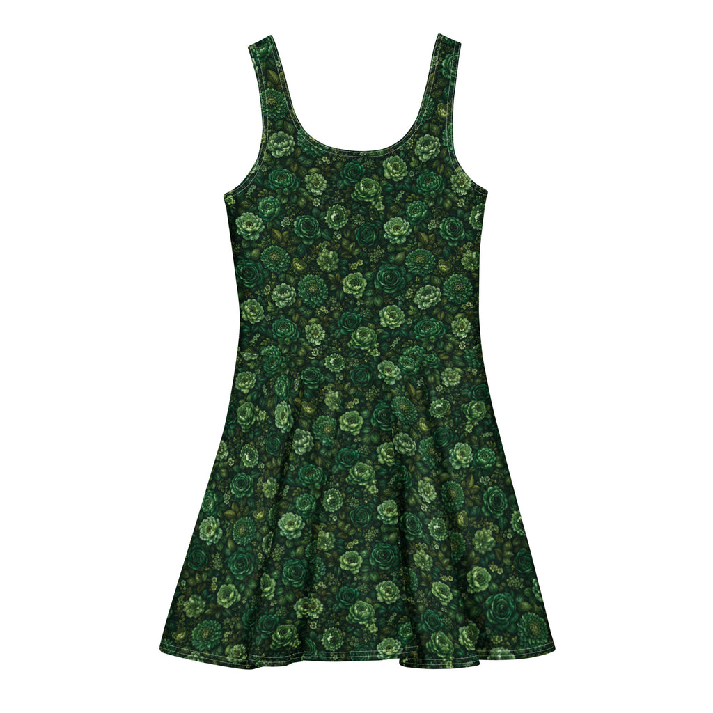 Emerald Bloom Cotton skater dress