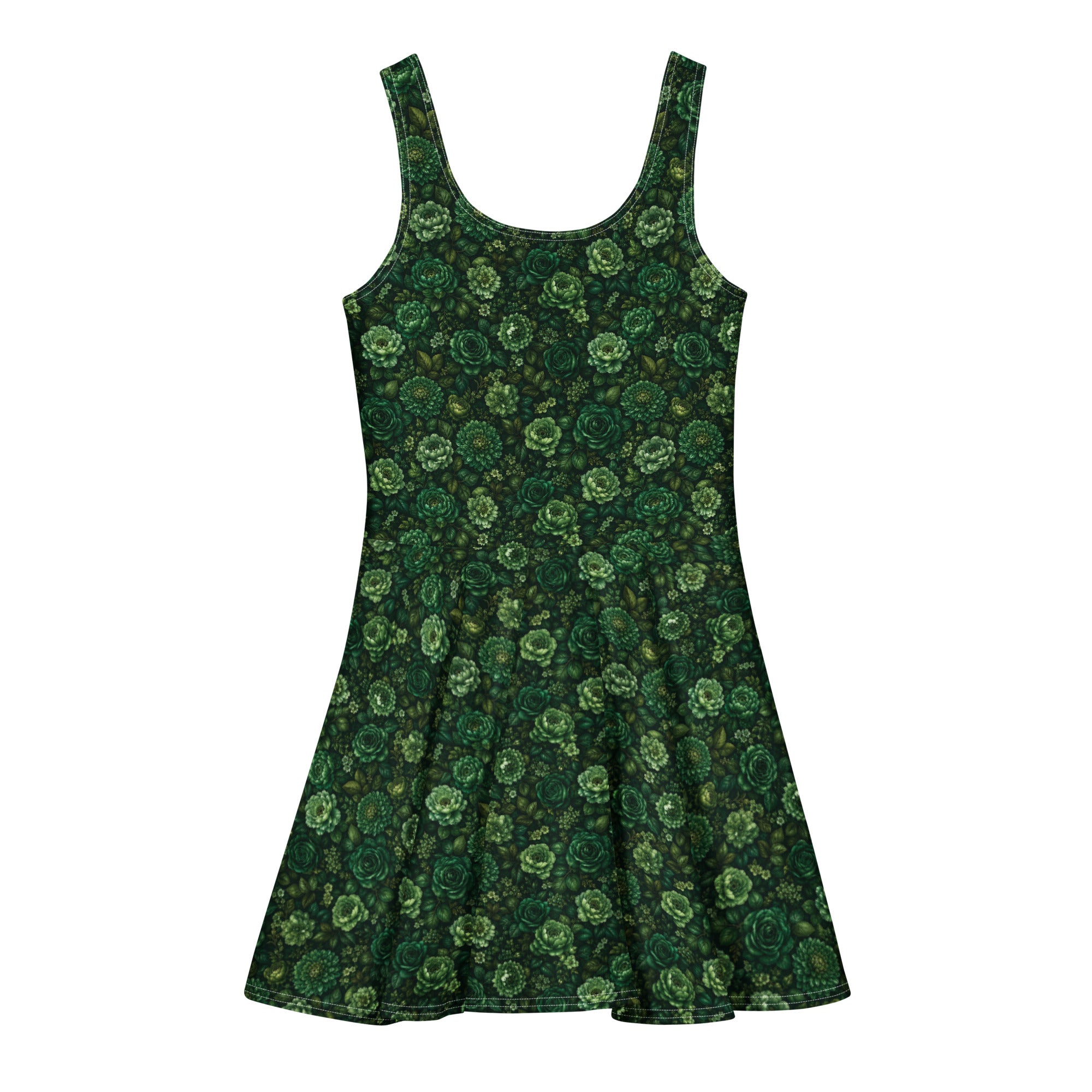 Emerald Bloom Cotton skater dress