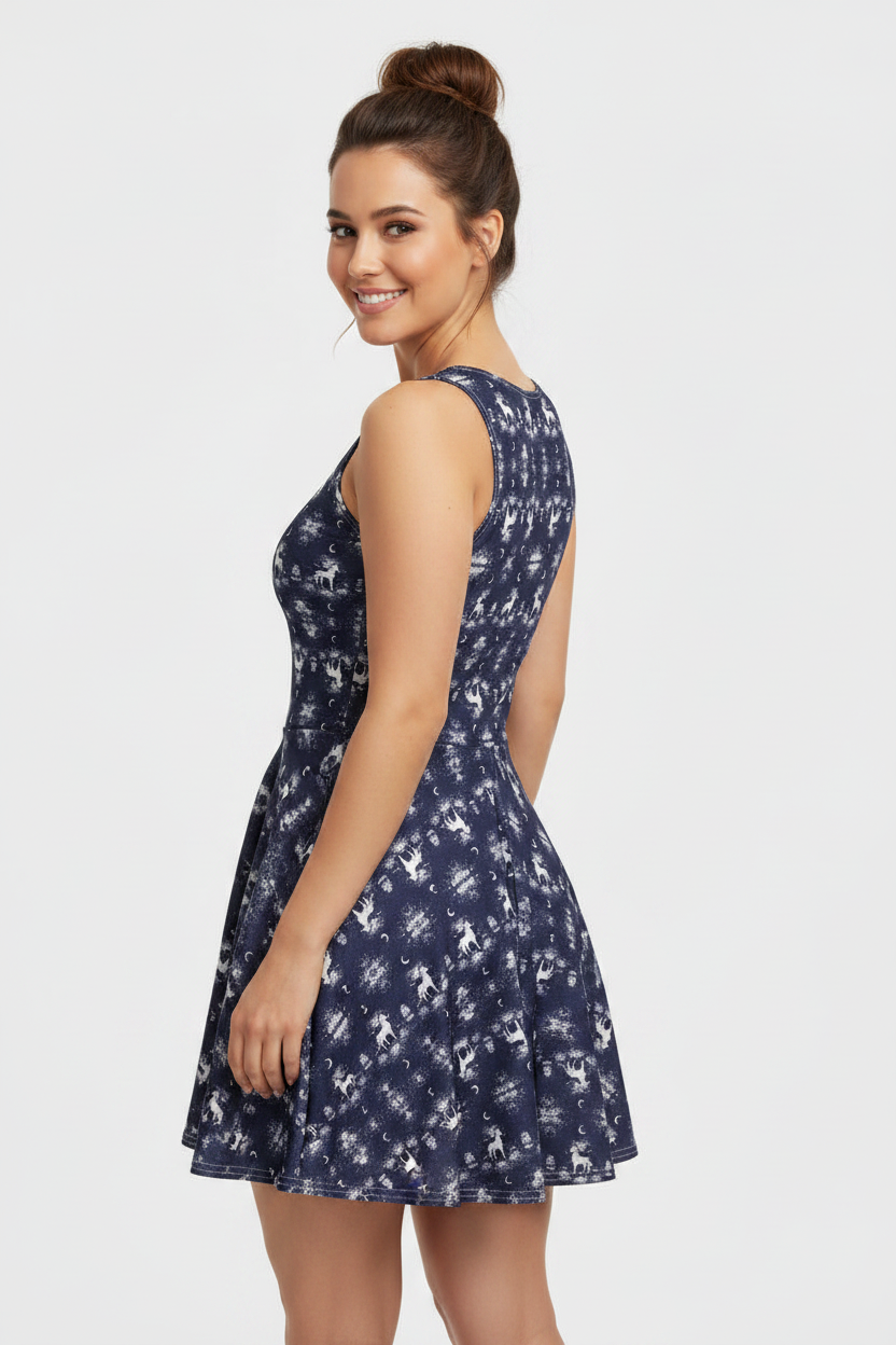 Lunar Pony Bloom Cotton skater dress