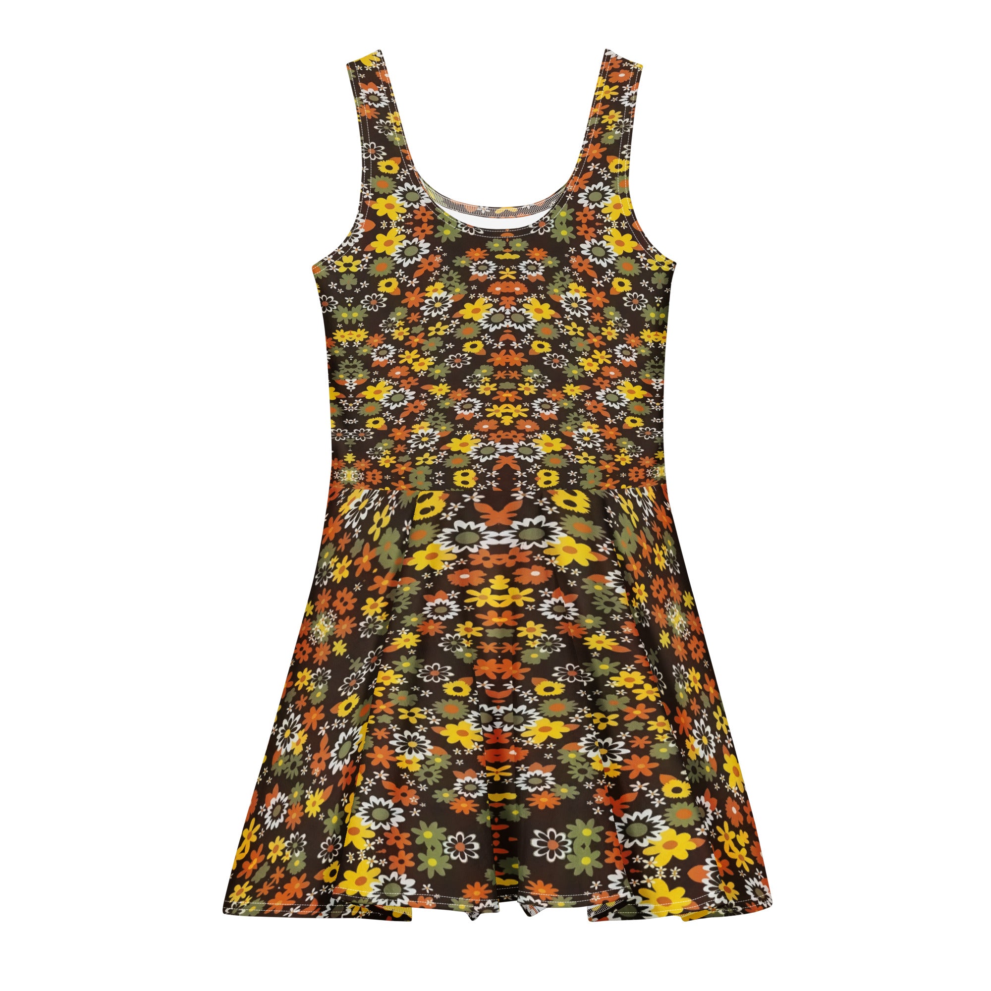 Brown 🟤 flowery 💮fun Cotton skater dress 3XL
