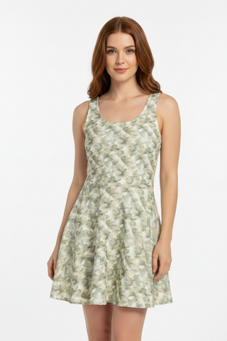 Sage Bloom Cotton skater dress