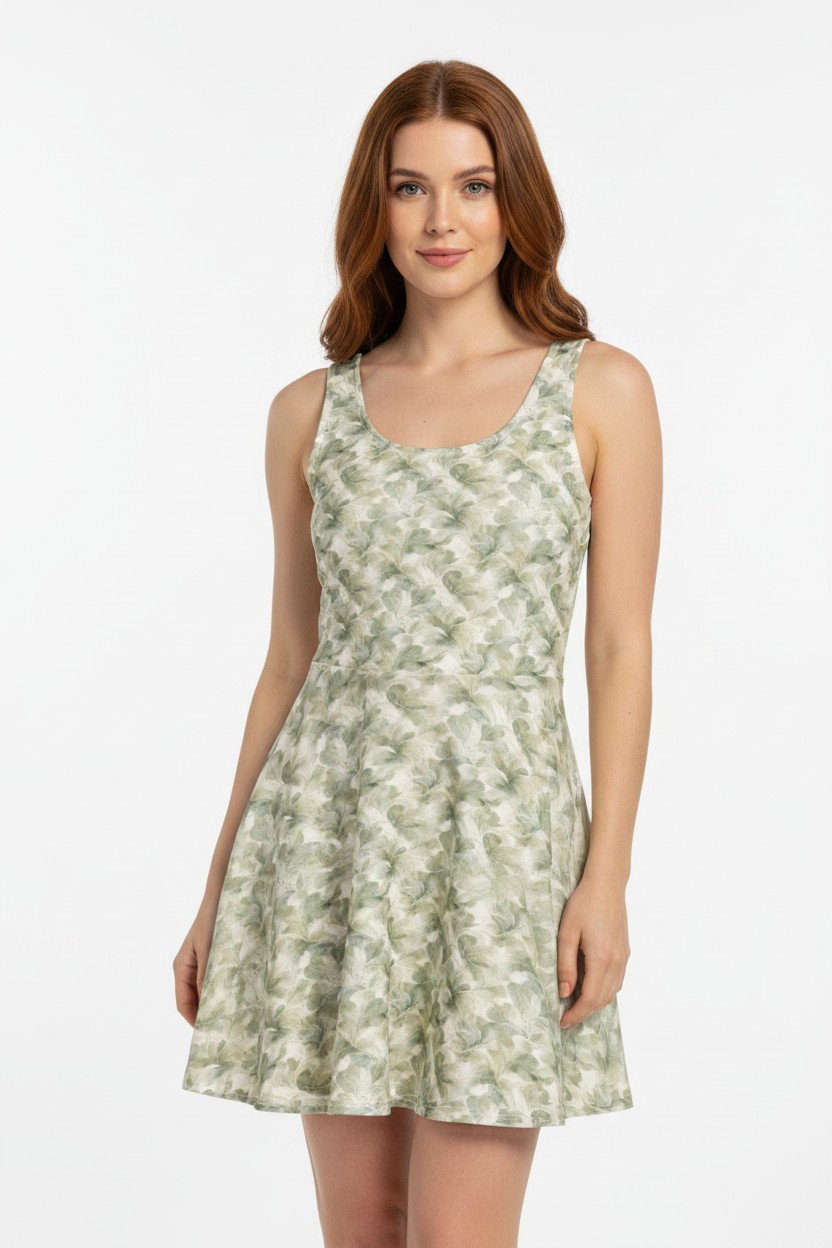 Sage🌿 Bloom Cotton skater dress