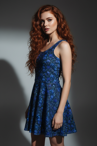 Midnight Bloom Cotton skater dress
