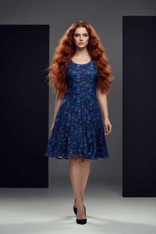 Midnight Bloom Cotton skater dress