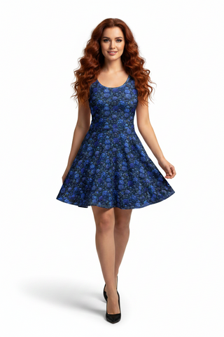 Midnight Bloom Cotton skater dress