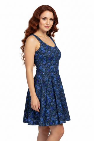 Midnight Bloom Cotton skater dress