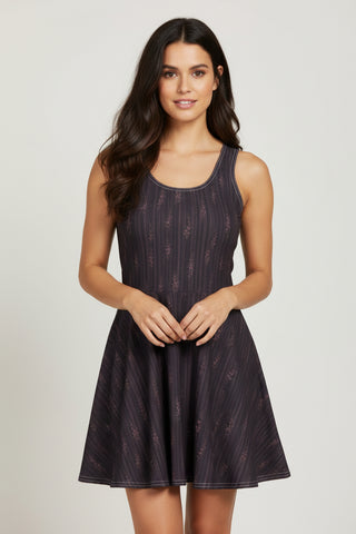 Midnight Lilac Bloom Cotton skater dress 3XL