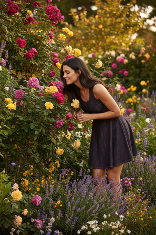 Midnight Lilac Bloom Cotton skater dress
