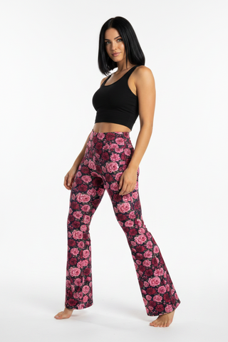 🌹 Crimson Garden Flare leggings