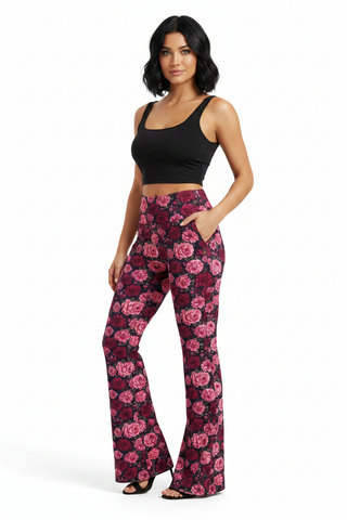 🌹 Crimson Garden Flare leggings
