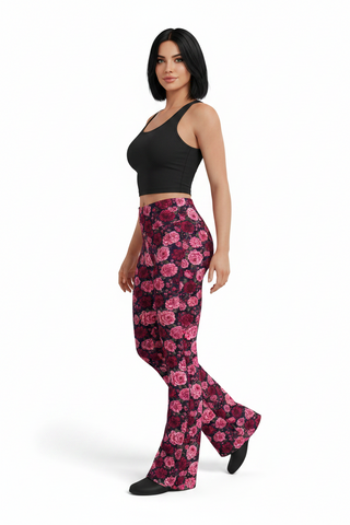 🌹 Crimson Garden Flare leggings