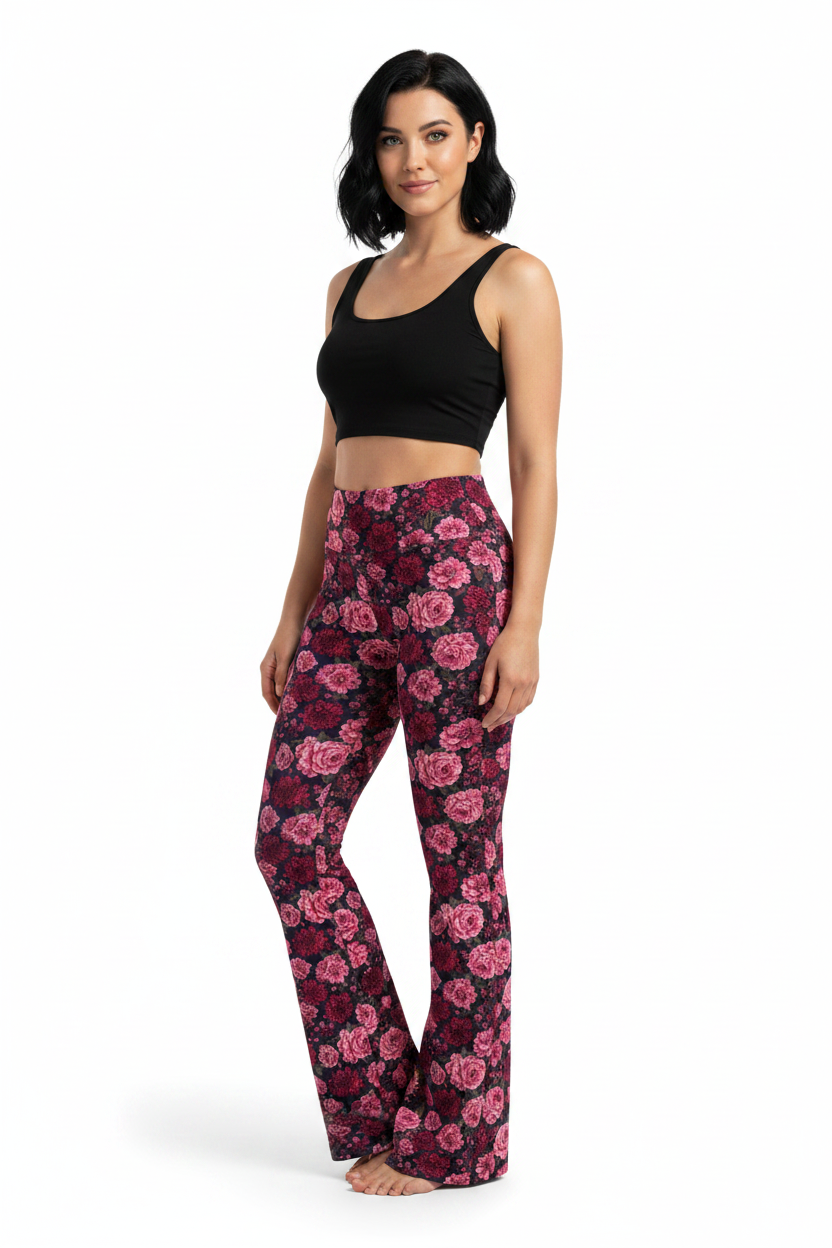 🌹 Crimson Garden Flare leggings
