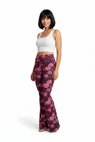 🌹 Crimson Garden Flare leggings