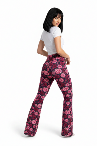 🌹 Crimson Garden Flare leggings