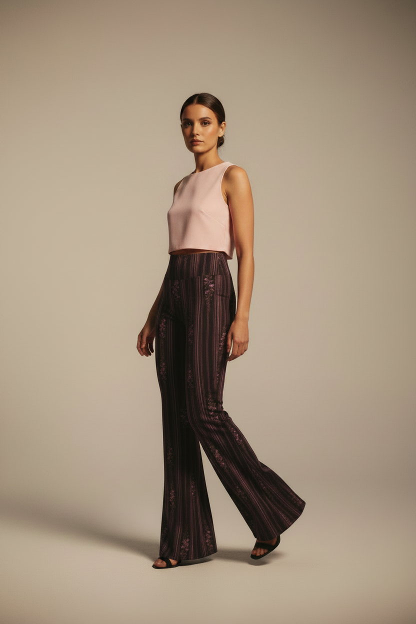 Lilac Midnight Bloom Flare leggings