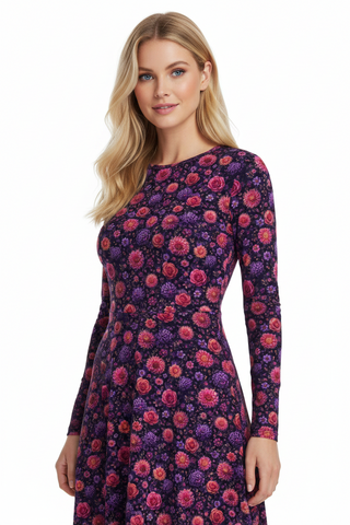 Velvet Bloomveil Long sleeve midi dress