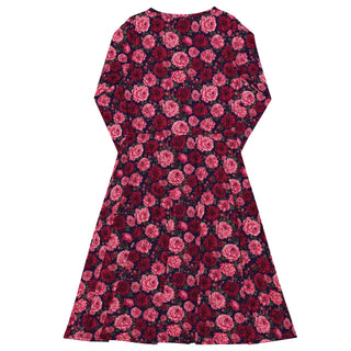 Crimson Garden Long sleeve midi dress