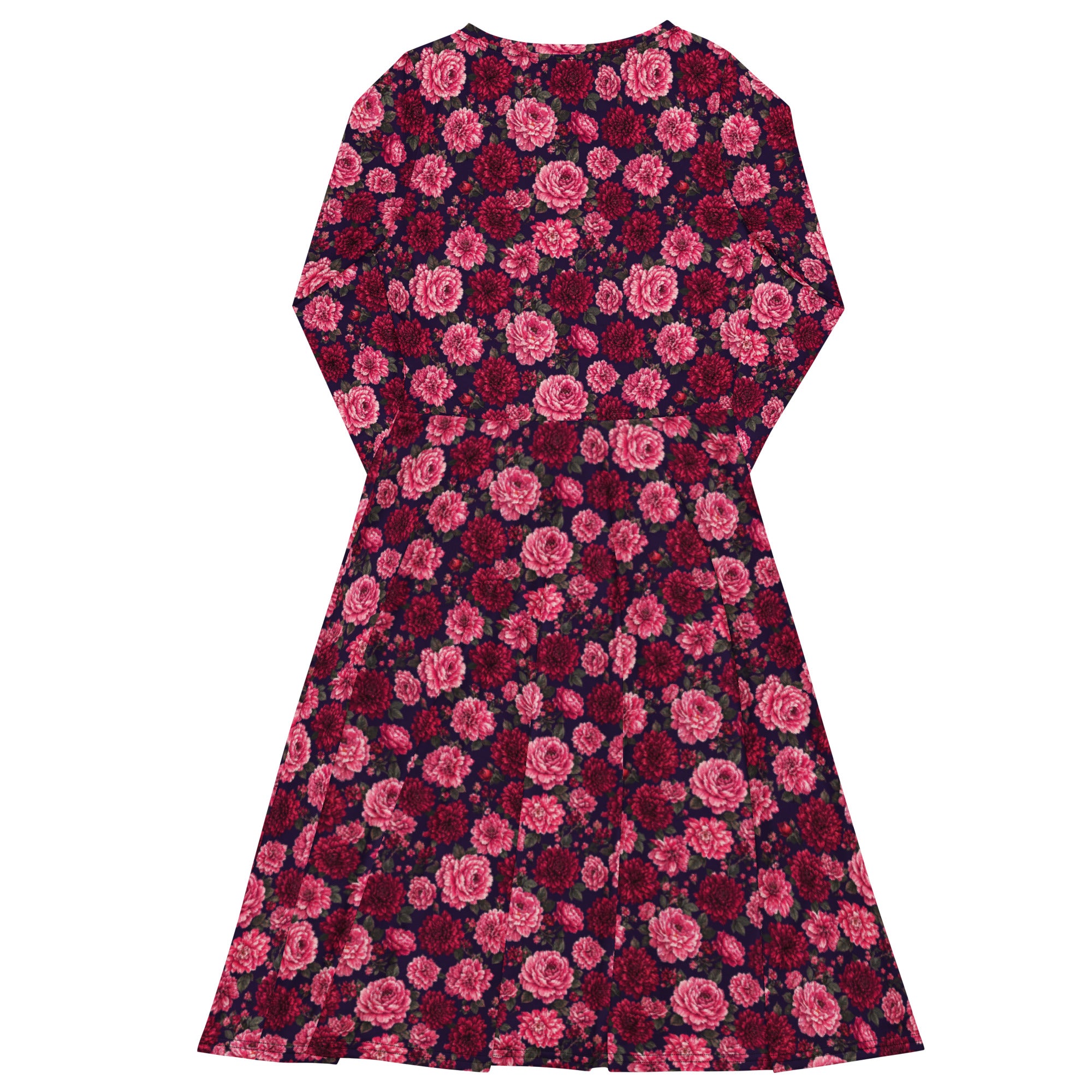 🌹 Crimson Garden Long sleeve midi dress
