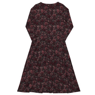 Bloomveil Rosé print long sleeve midi dress