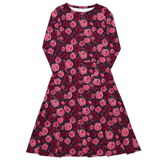 Crimson Garden Long sleeve midi dress 3XL