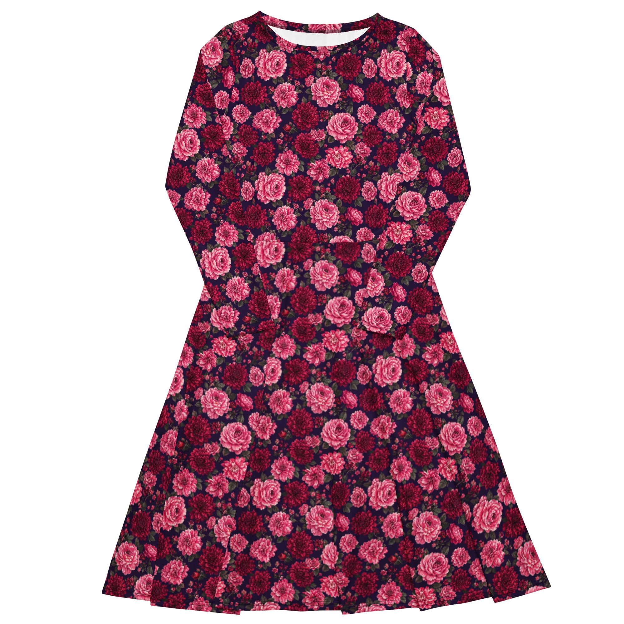 🌹 Crimson Garden Long sleeve midi dress 3XL