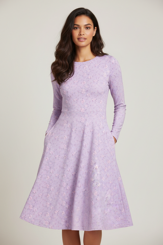 Lilac Garden Long sleeve midi dress 3XL