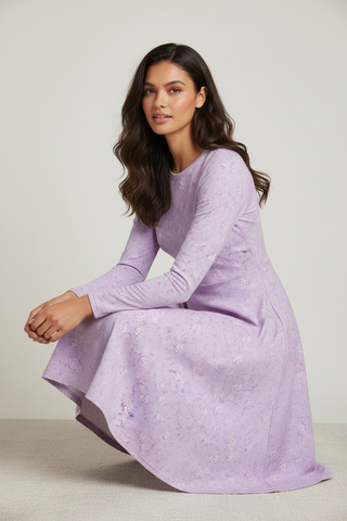 Lilac Garden Long sleeve midi dress