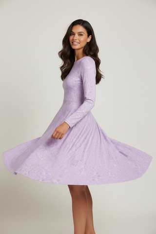 Lilac Garden Long sleeve midi dress