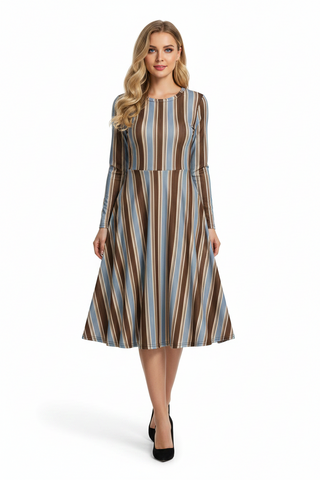 Powder and Cocoa long sleeve midi dress