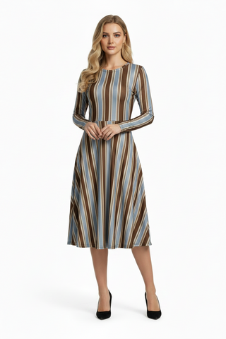 Powder and Cocoa long sleeve midi dress