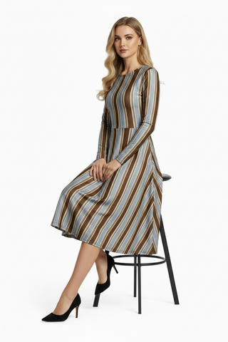 Powder and Cocoa long sleeve midi dress