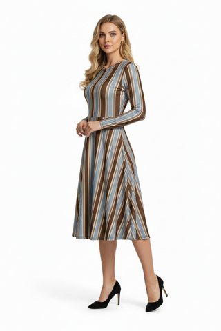Powder and Cocoa long sleeve midi dress