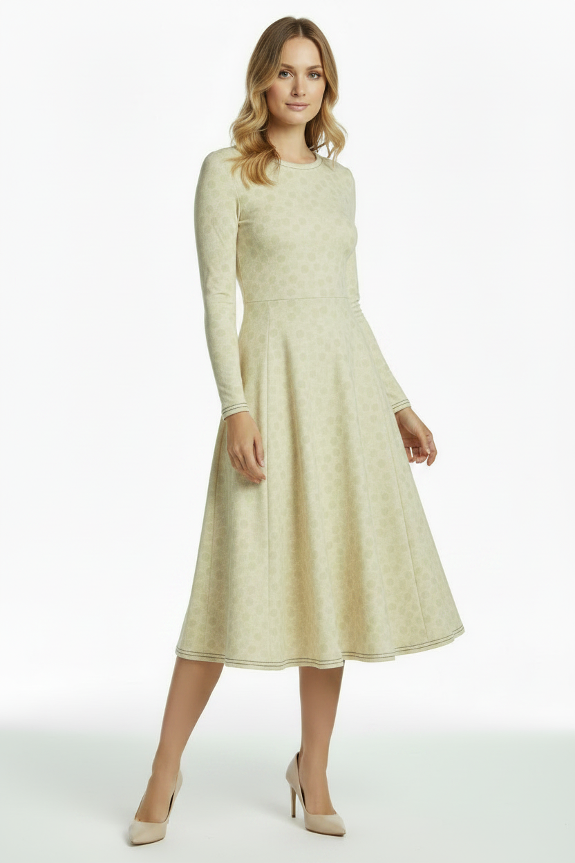 Honeycomb long sleeve midi dress