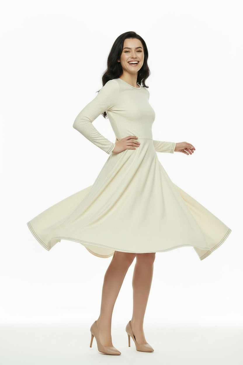 Vanilla Sprinkle long sleeve midi dress