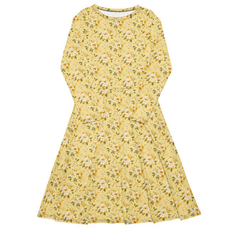 Golden Bloom long sleeve midi dress
