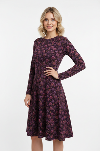 Bloomveil Golden long sleeve midi dress