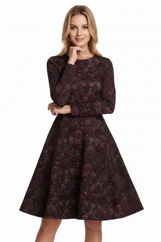 Bloomveil Rosé print long sleeve midi dress
