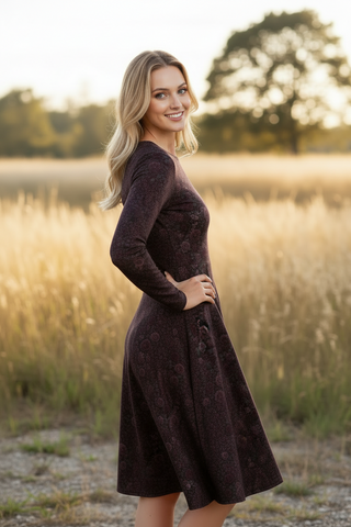 Bloomveil Rosé print long sleeve midi dress