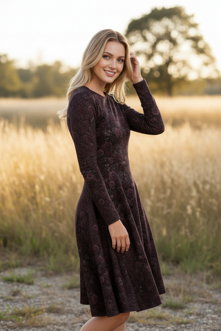 Bloomveil Rosé print long sleeve midi dress