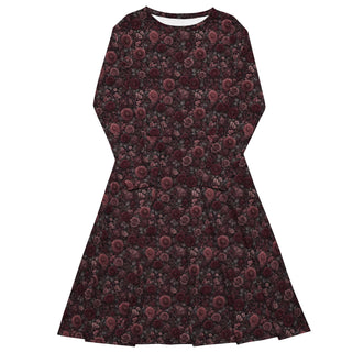 Bloomveil Rosé print long sleeve midi dress