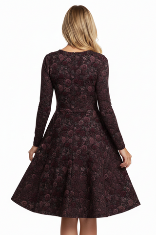 Bloomveil Rosé print long sleeve midi dress